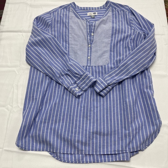 Old Navy Blue & White Striped Poplin Popover Tunic Shirt  Plus size Women XXL - Picture 10 of 12
